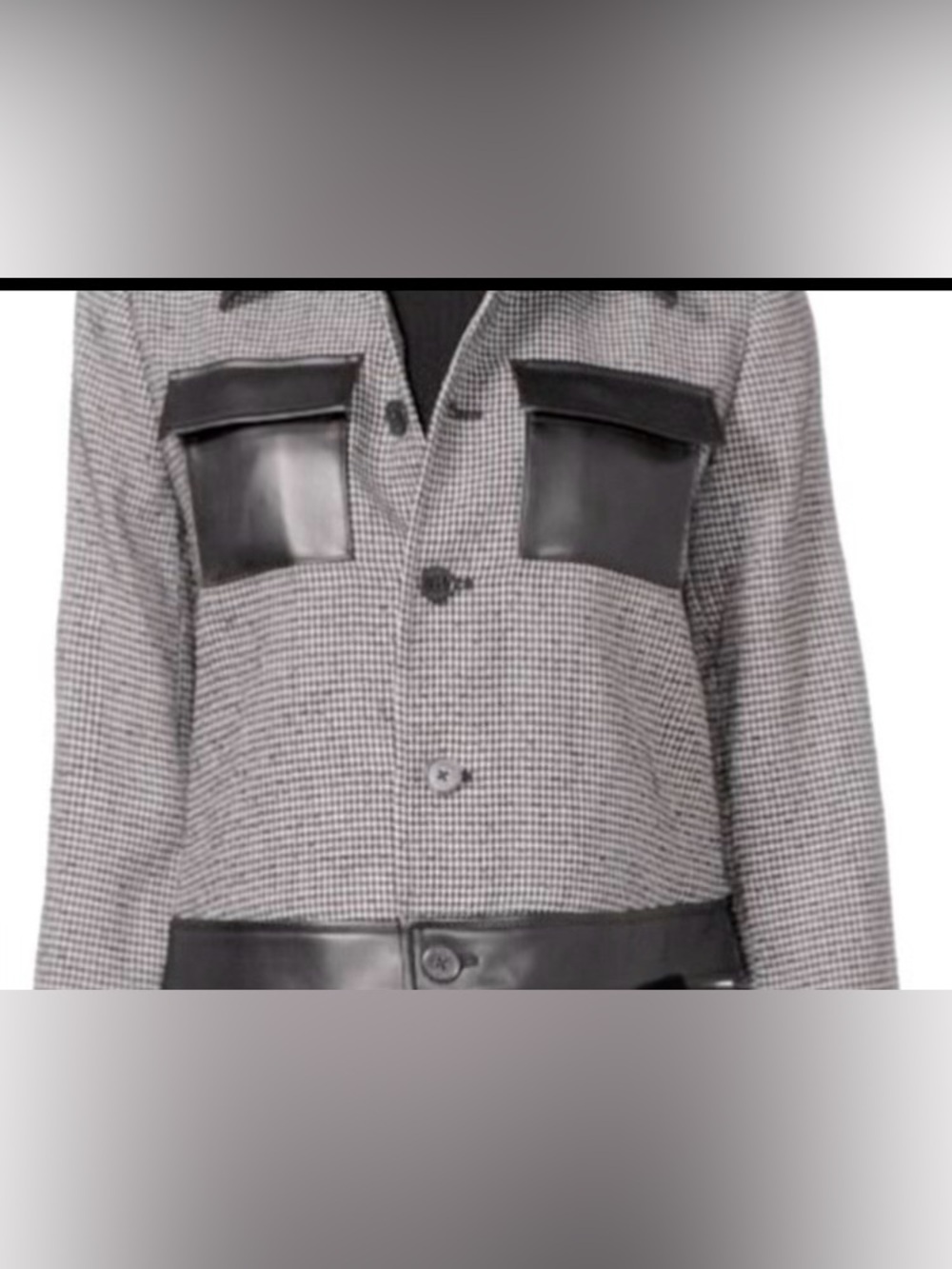 DKNY Houndstooth Faux Leather Trim Jacket
-BLACK IVORY/ Size 8